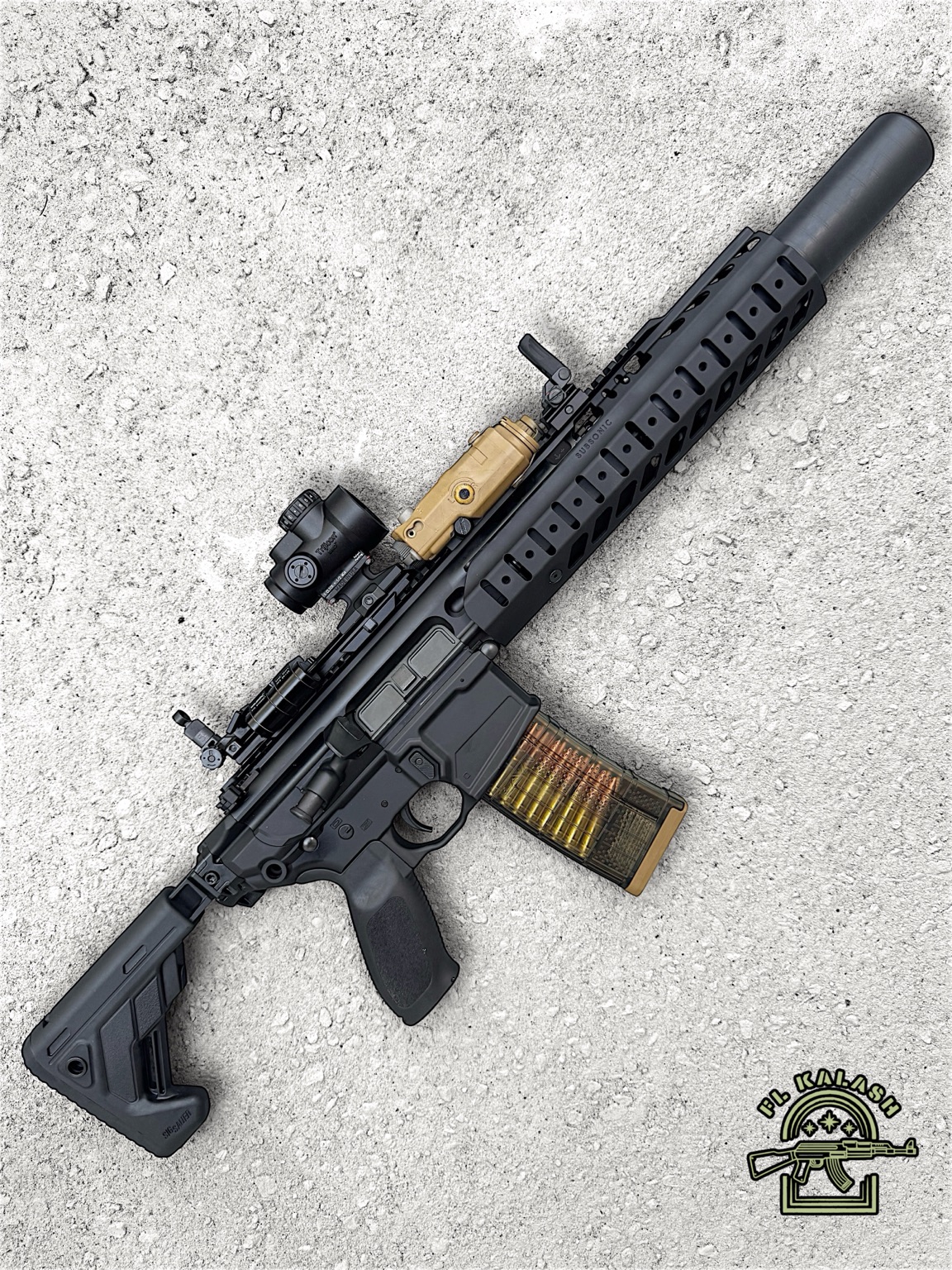 Detailed view of the LVAW-style handguard and accessories on the SIG MCX Rattler